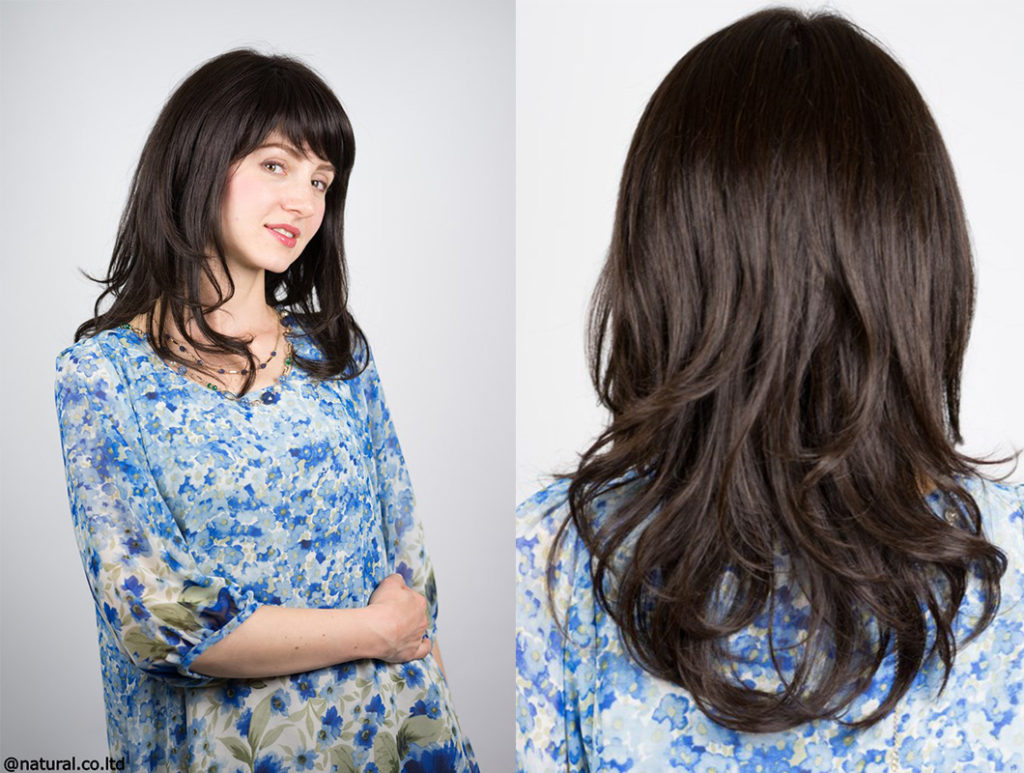 フルオーダーウィッグ女性の装着写真