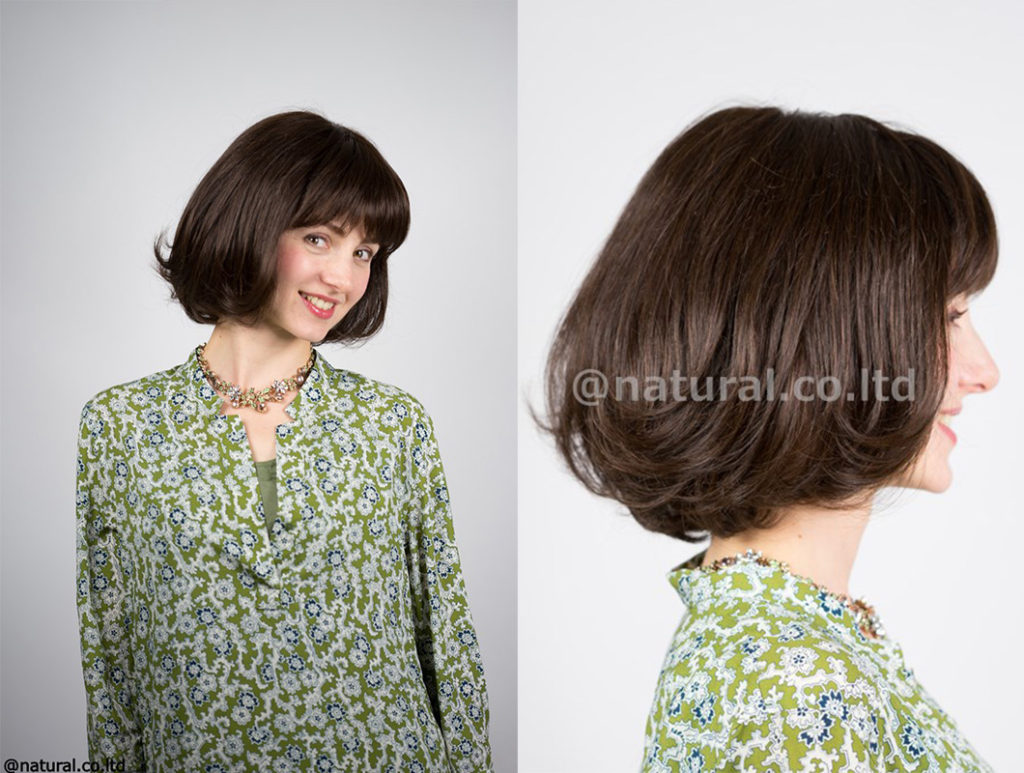 フルオーダーウィッグ女性の装着写真